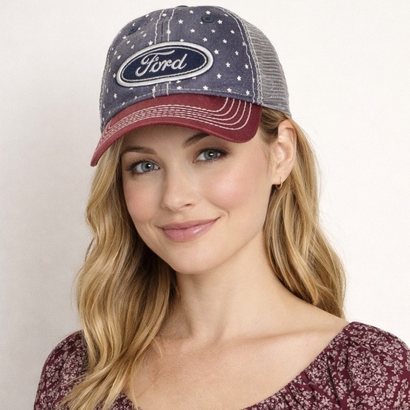Ford Accessories - Ford | Women’s Mesh Trucker Hat American Flag Patriotic | NWT